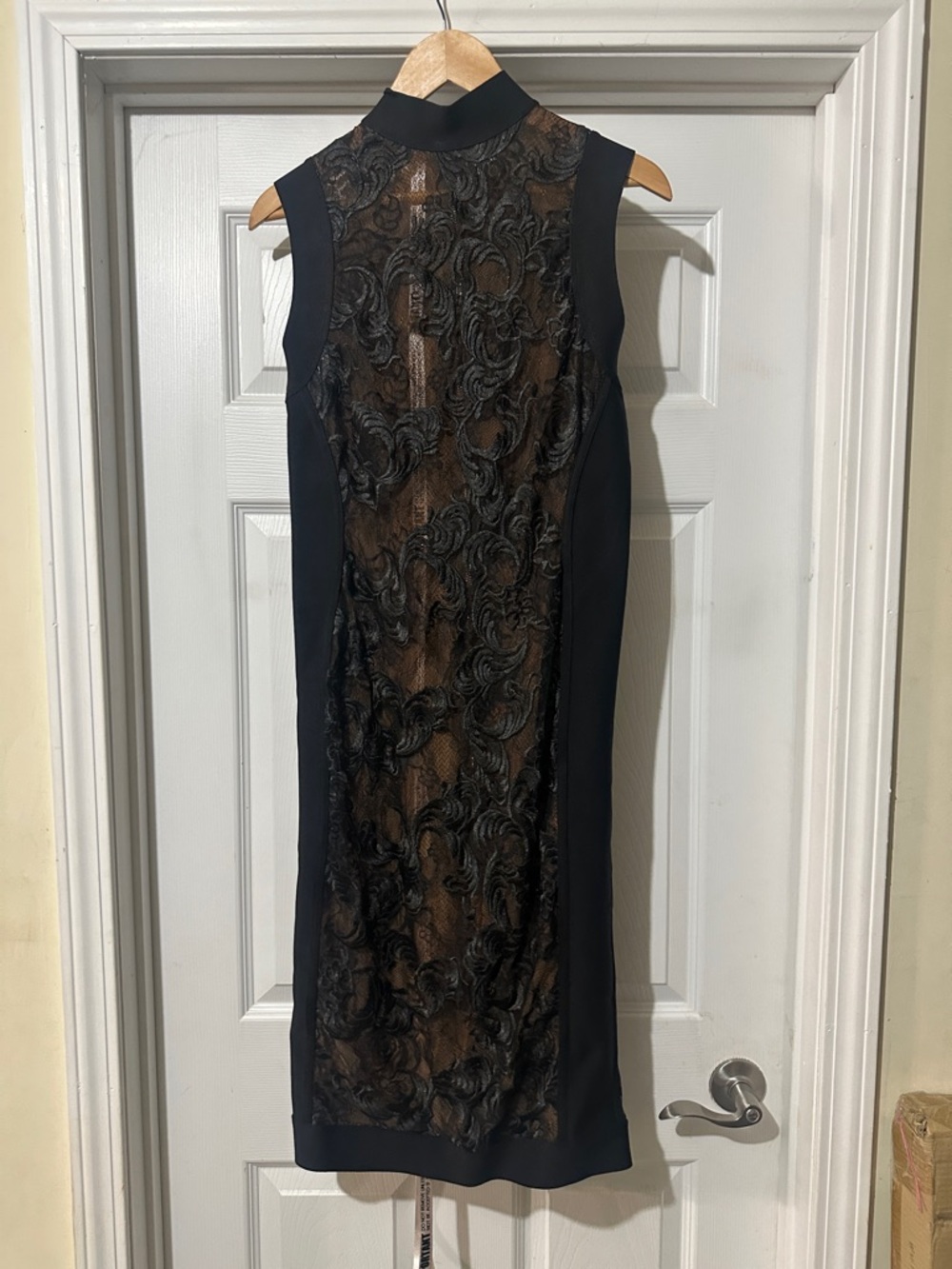 House of CB Black Lace-Front Midi Dress